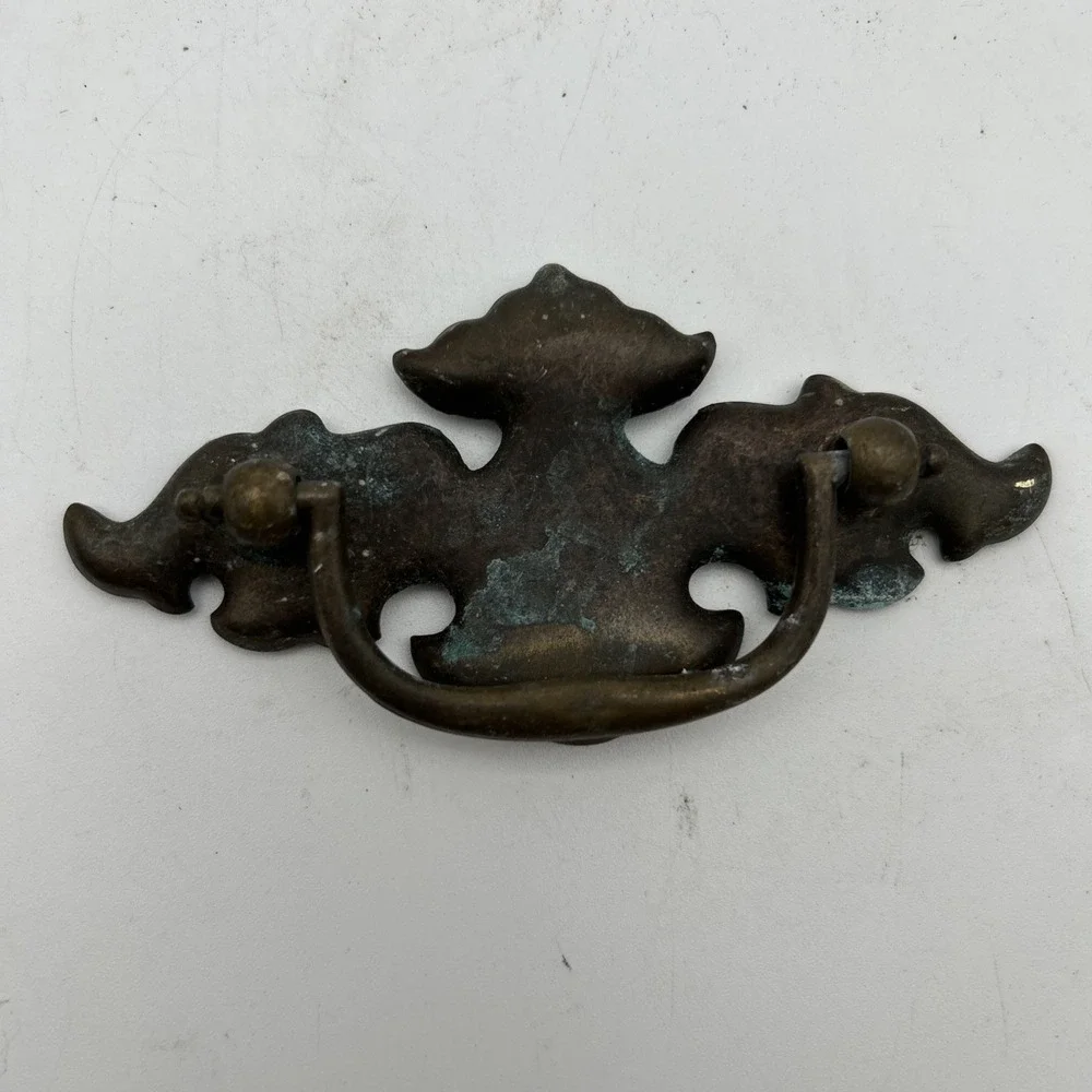 Vintage Bat Wing Drawer Drop Bail Pull Handle Brass 2-1/2